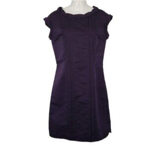 Soca St John Women's Sz 2 Dark Eggplant  Purple Sheath Dress Pleated Cap Sleeve